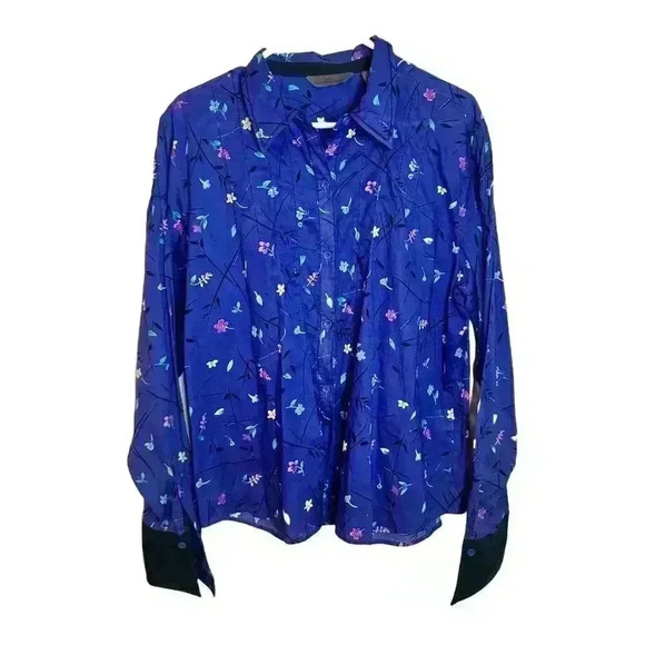 Aura Wrangler Women's 2XL Floral Button-Up Shirt Multicolor Long Sleeve western - Picture 1 of 8